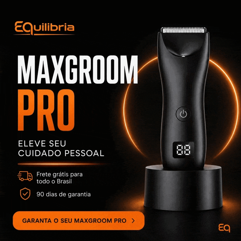 MaxGroom Pro aparador &iacute;ntimo masculino premium com display digital e base de carregamento
